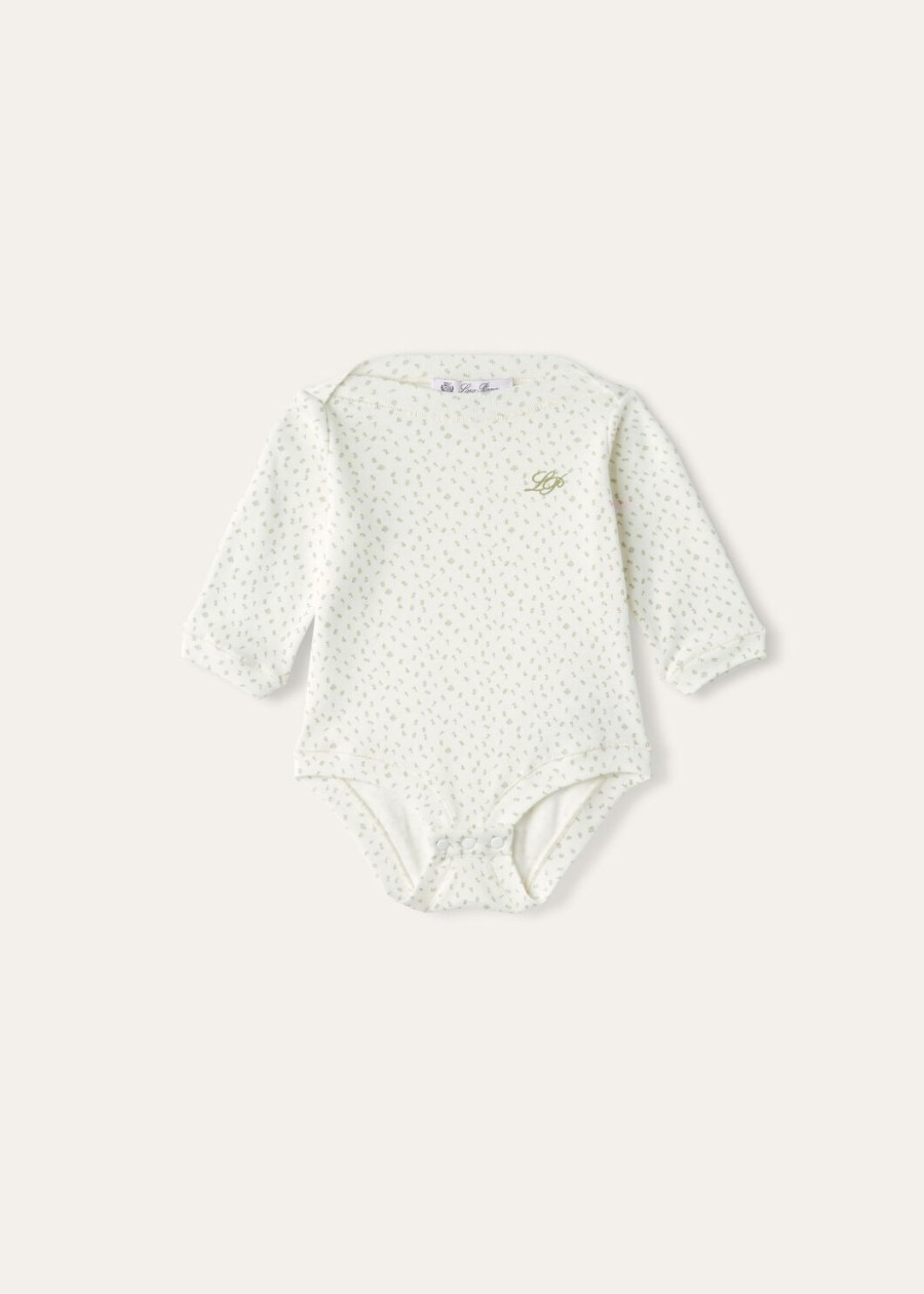 babyrompertje met kleine cijfers katoen chique witsagerbrushblaadjes