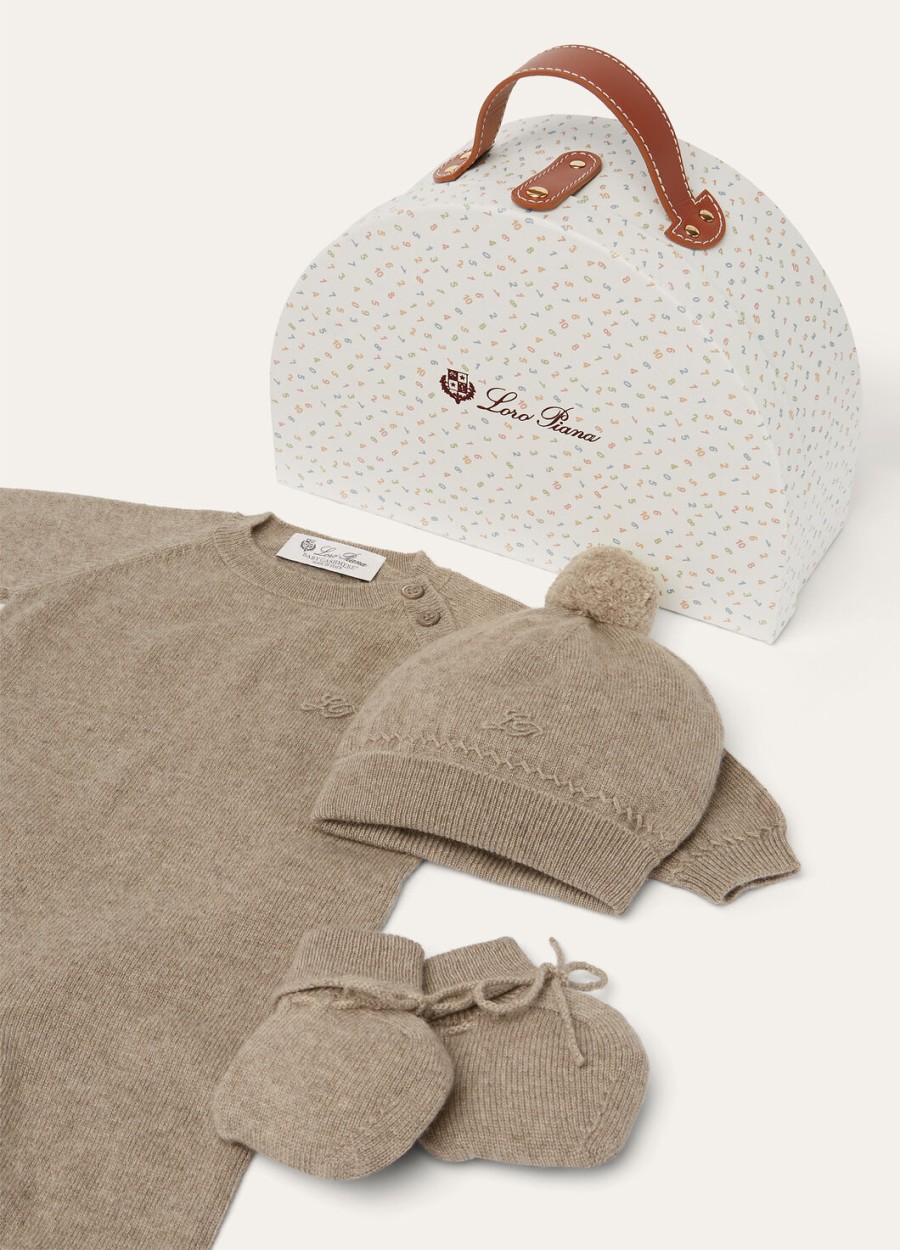 mooie babykasjmier cadeauset in naturelbruin