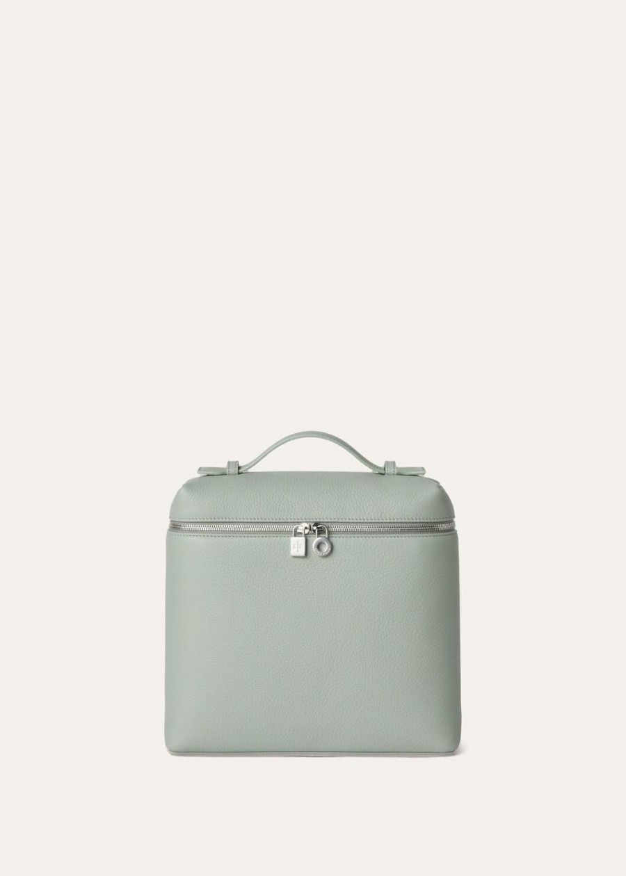 extra pocket backpack l23.5 eucalyptus gemaakt van generfd kalfsleer
