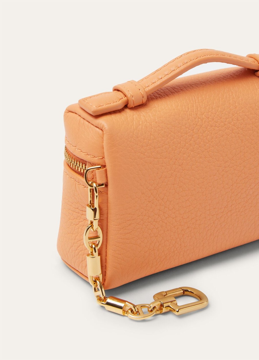 extra zakhanger van generfd kalfsleer in de kleuren carrot piesun gold.
