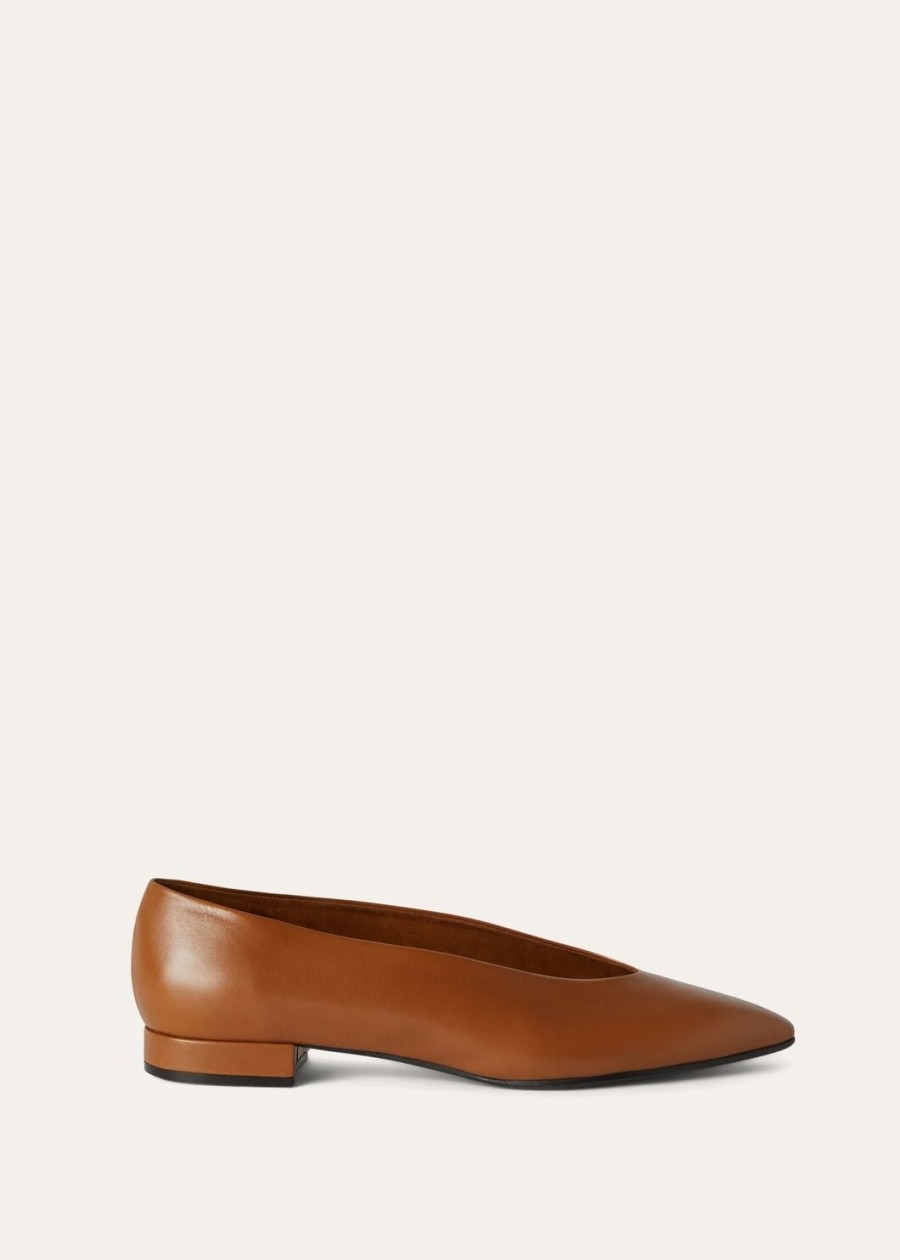 rebecca balletflat zadel in bruin kalfsleer