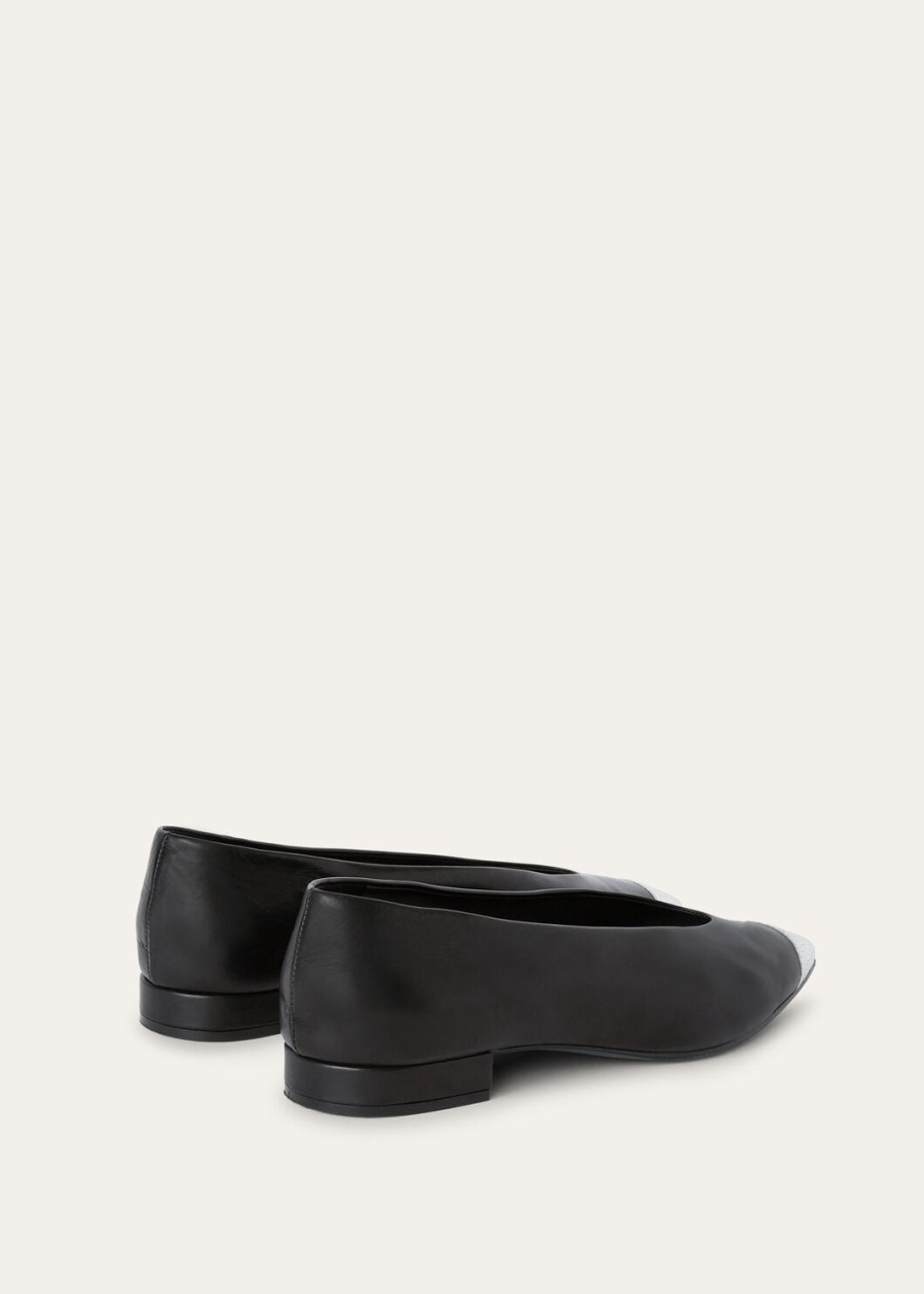 rebecca ballerinas zwart kalfsleerzilverstof