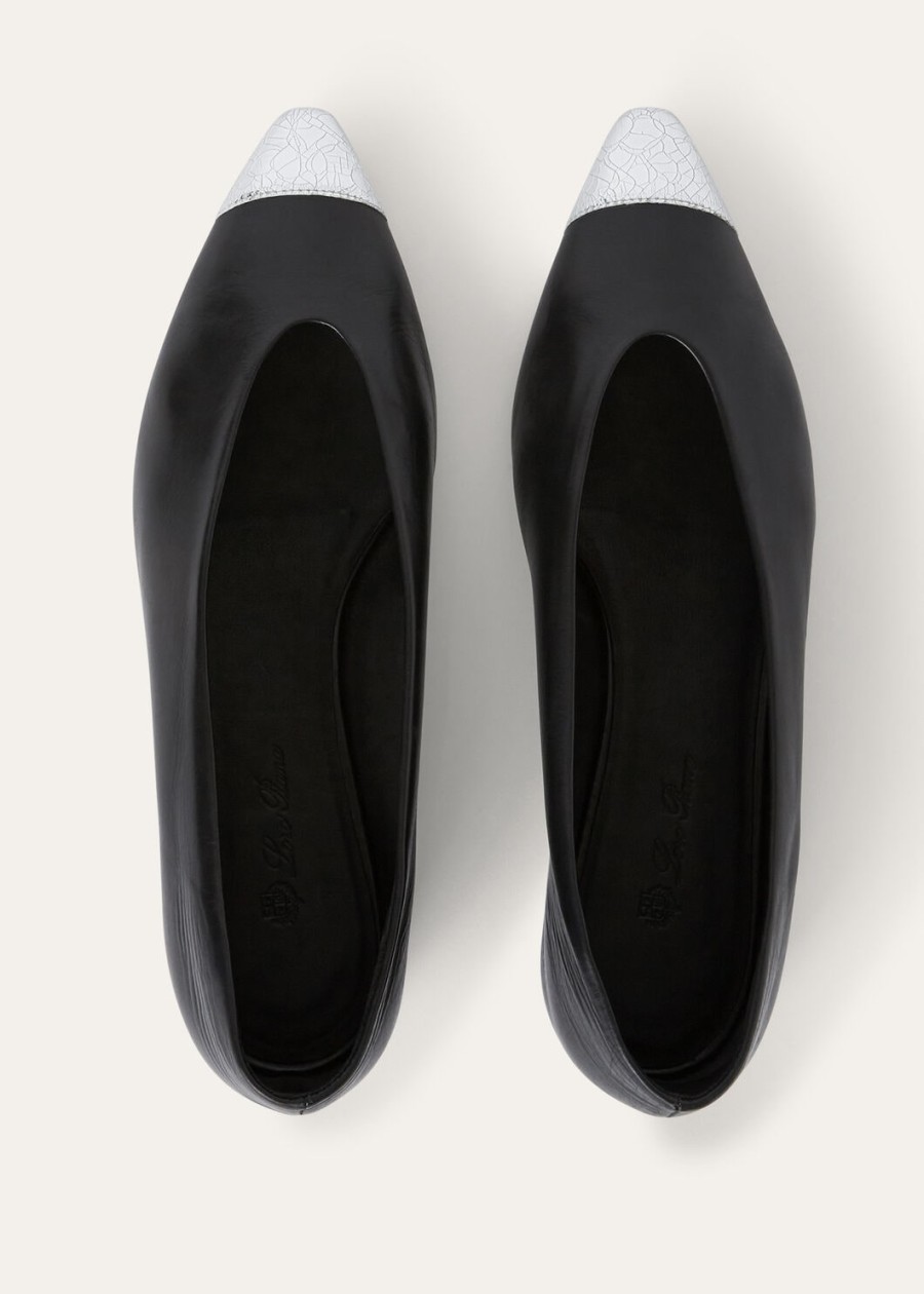 rebecca ballerinas zwart kalfsleerzilverstof