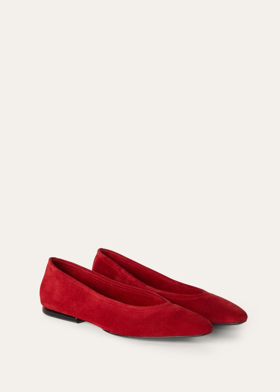 primula ballerinas van suède in de kleur rood-framboos