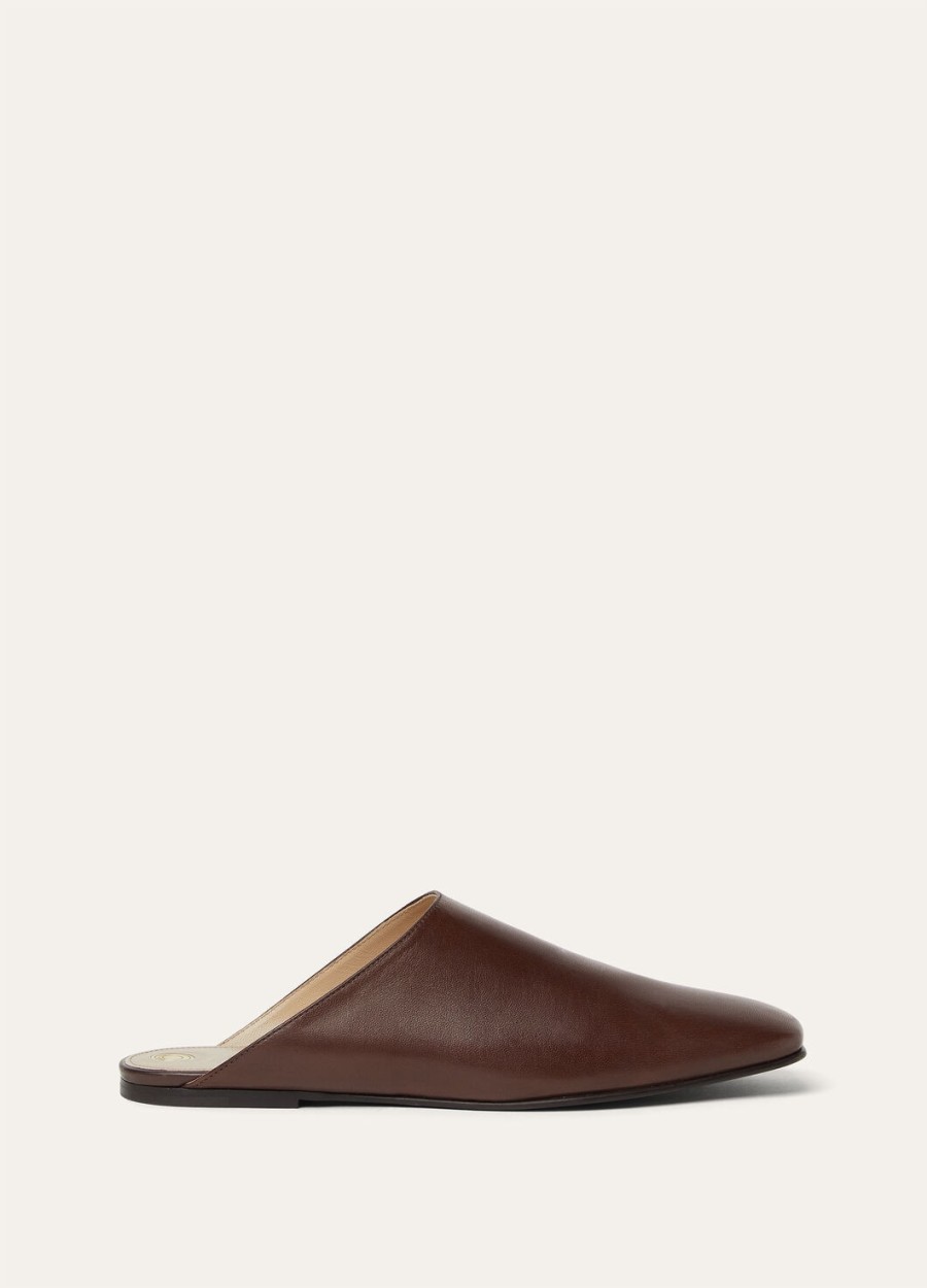 alba flat mule lam poederbruin