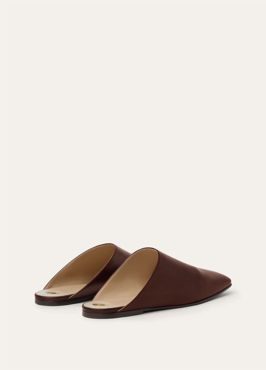 alba flat mule lam poederbruin