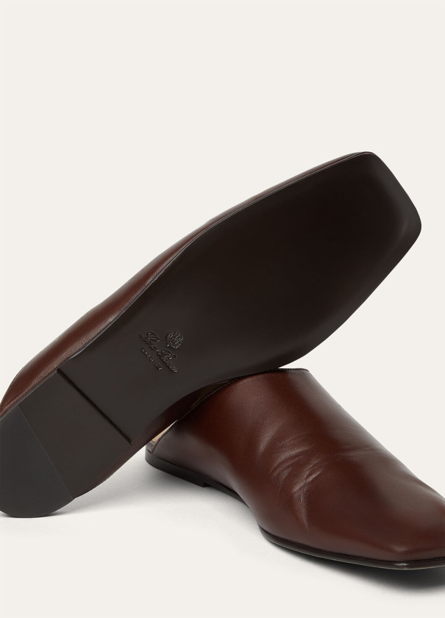 alba flat mule lam poederbruin