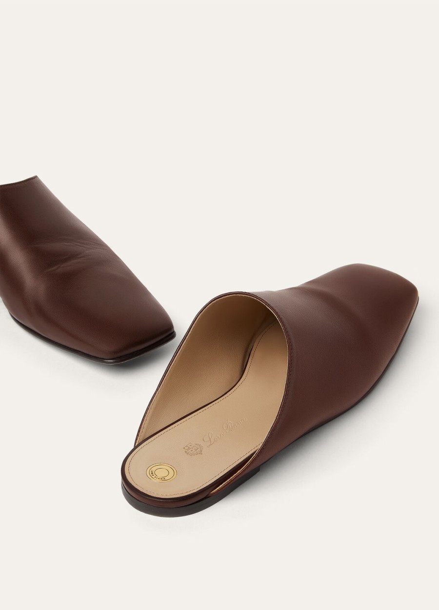 alba flat mule lam poederbruin