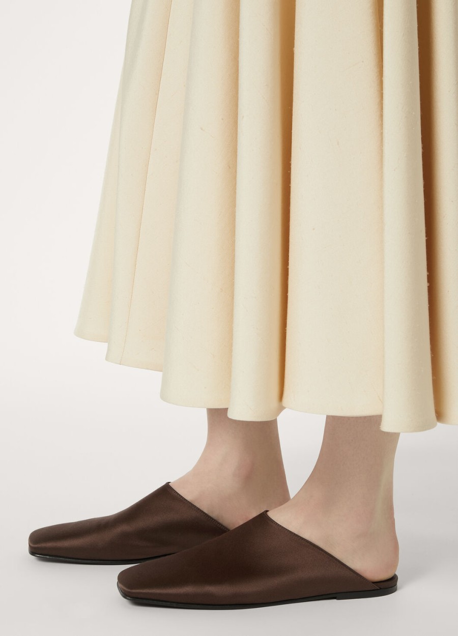alba flat mule zijde viscose tabac keulen