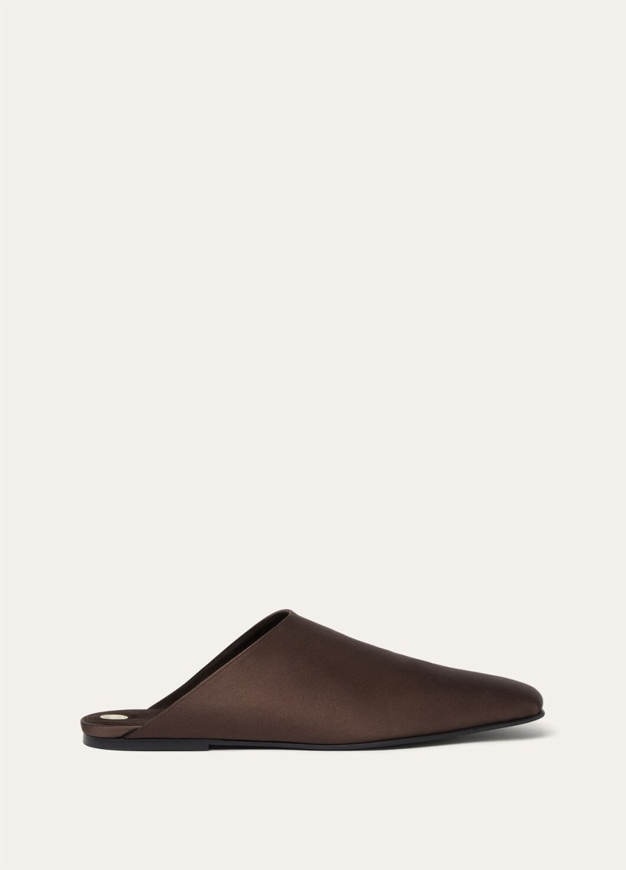 alba flat mule zijde viscose tabac keulen