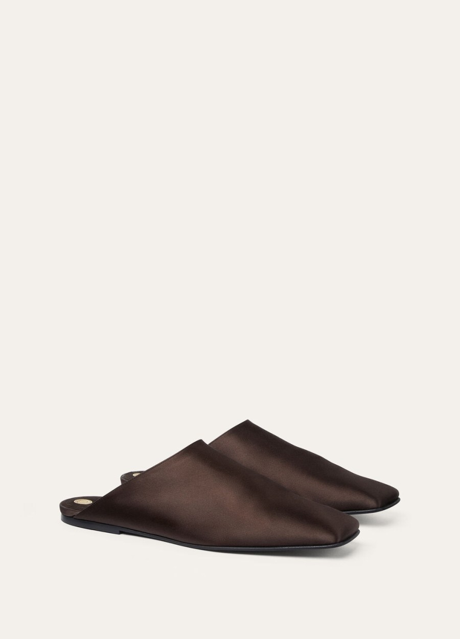 alba flat mule zijde viscose tabac keulen