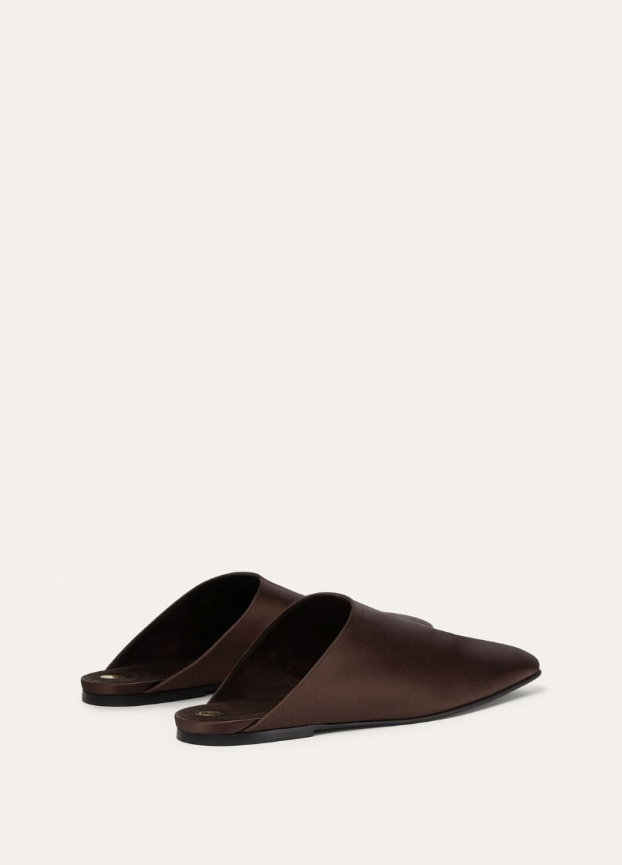 alba flat mule zijde viscose tabac keulen