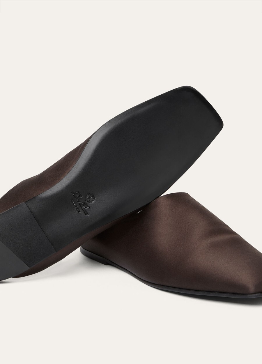 alba flat mule zijde viscose tabac keulen
