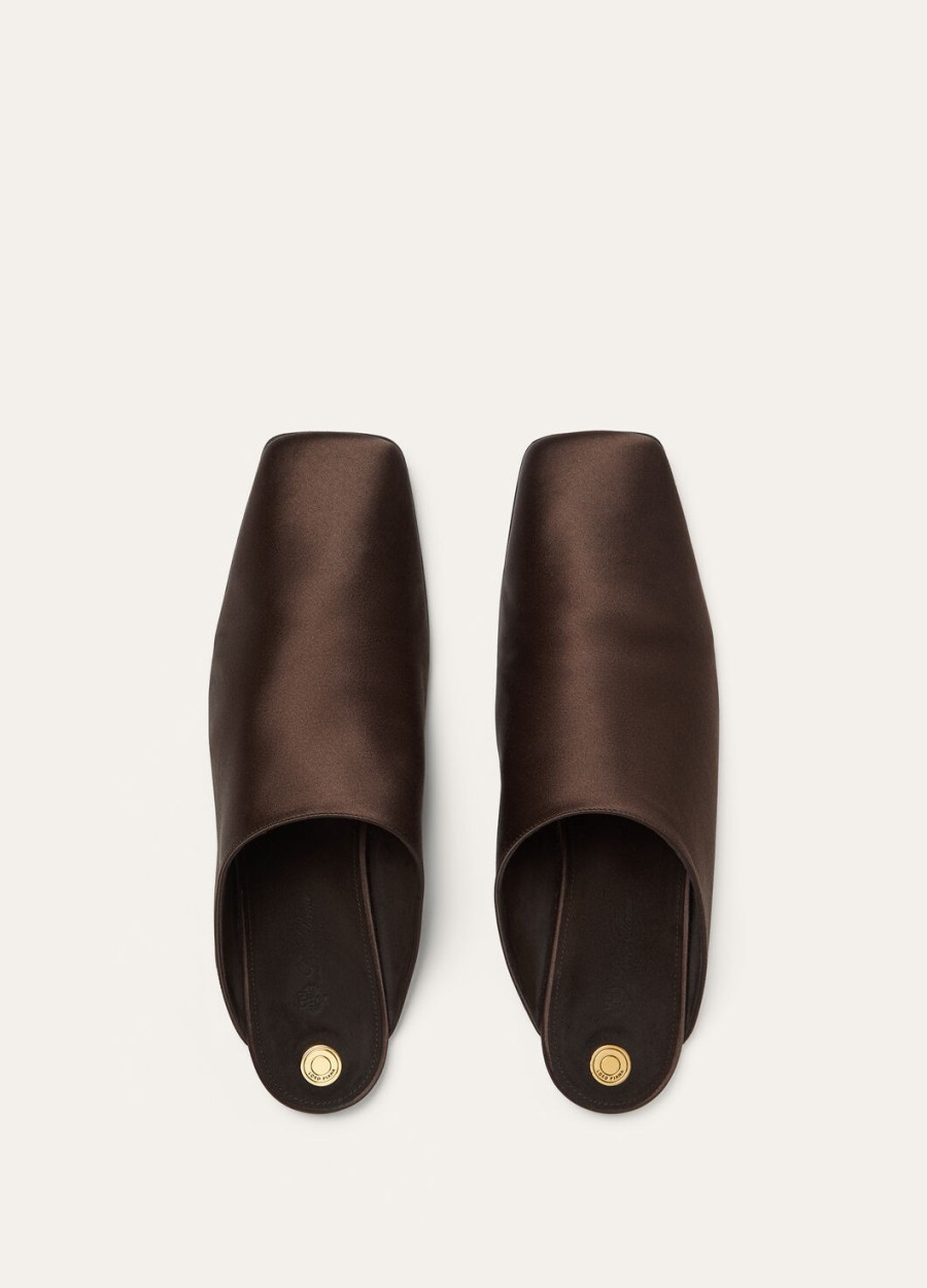 alba flat mule zijde viscose tabac keulen