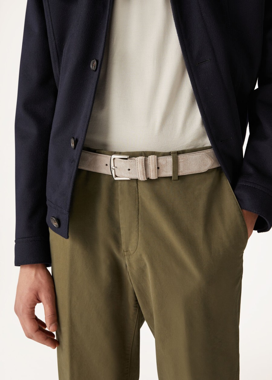 alsavel split classic riem van kalfsleer suède in beige