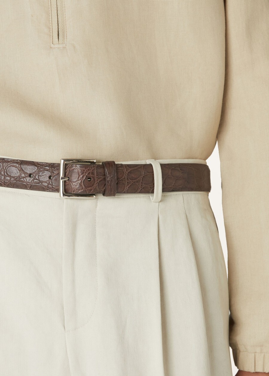 owen-belt caiman chocoladekleurig leer