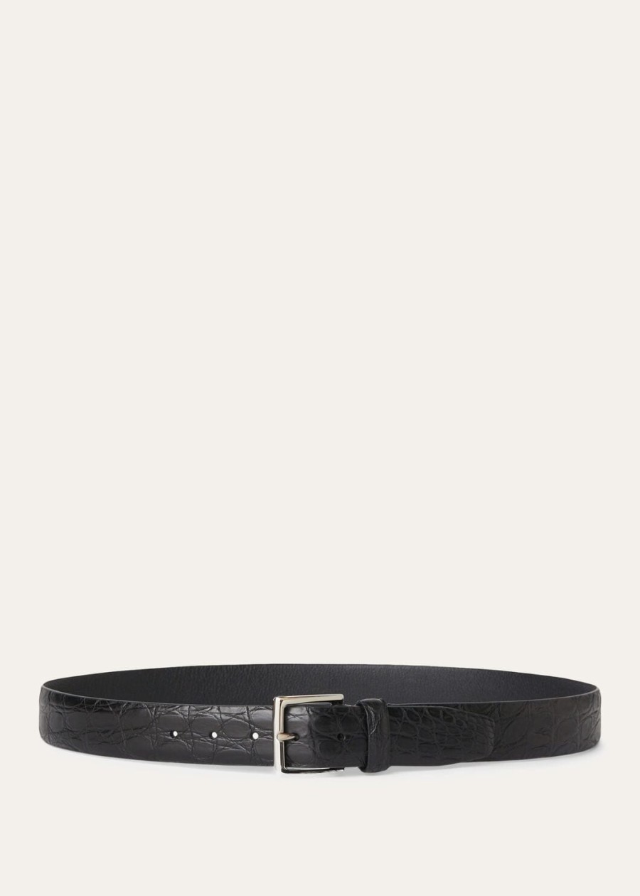 owen-belt caiman zwart leer