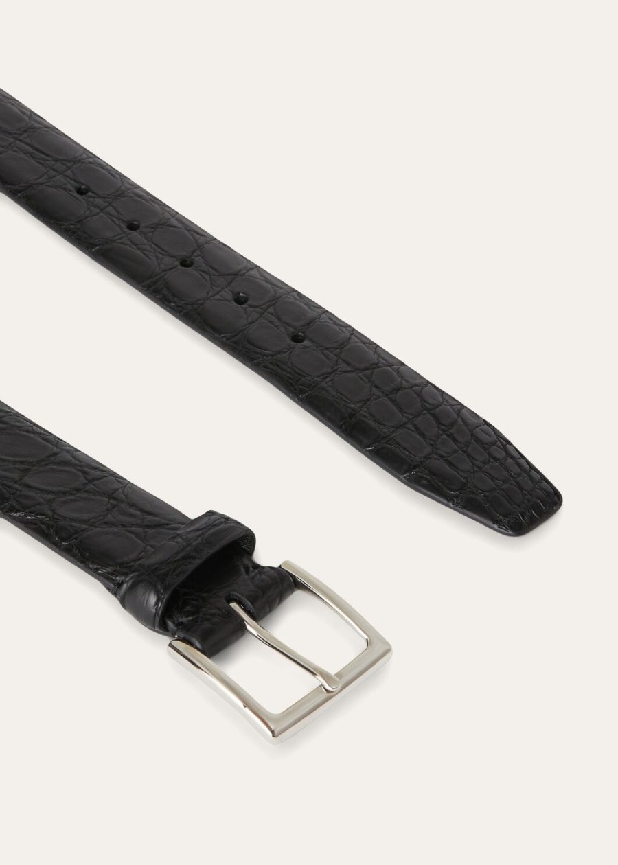 owen-belt caiman zwart leer