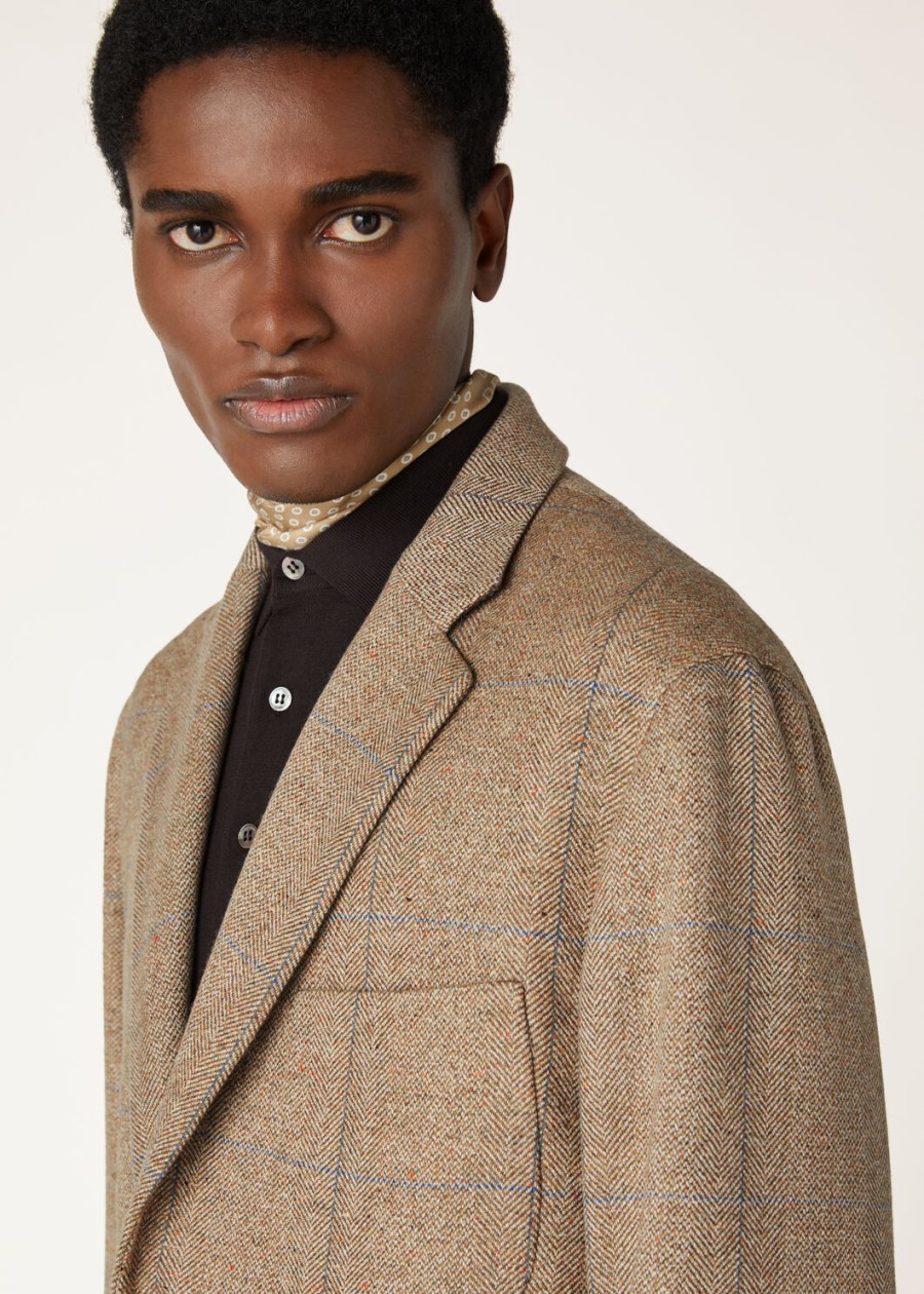 donato zijden kasjmier lichtgewicht tweed jas met cheviotprint