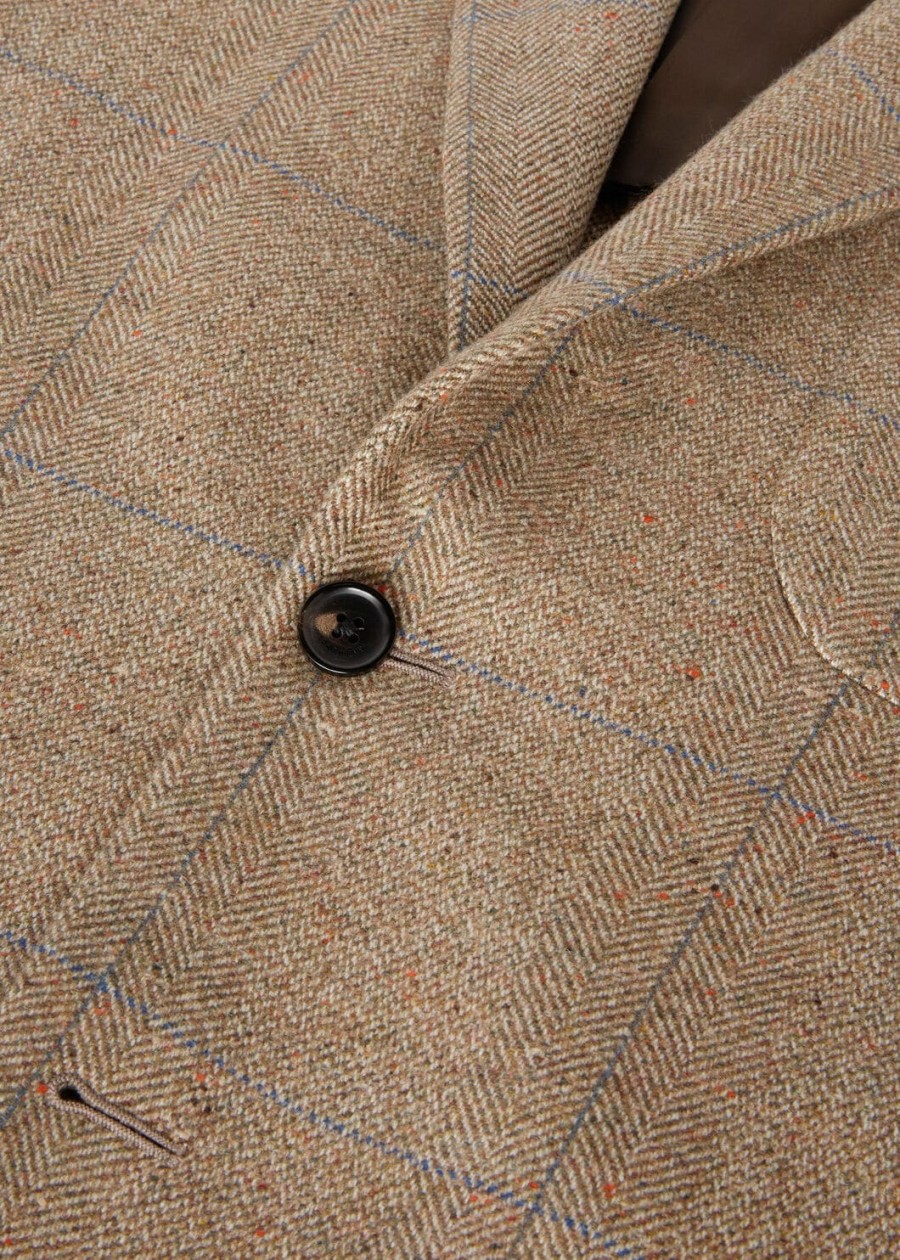 donato zijden kasjmier lichtgewicht tweed jas met cheviotprint