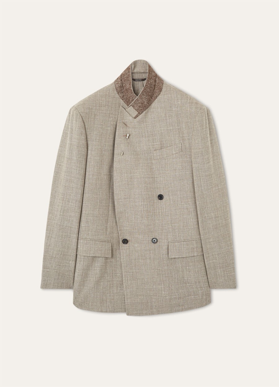 everton linen silk pecora nera berry brown jacket