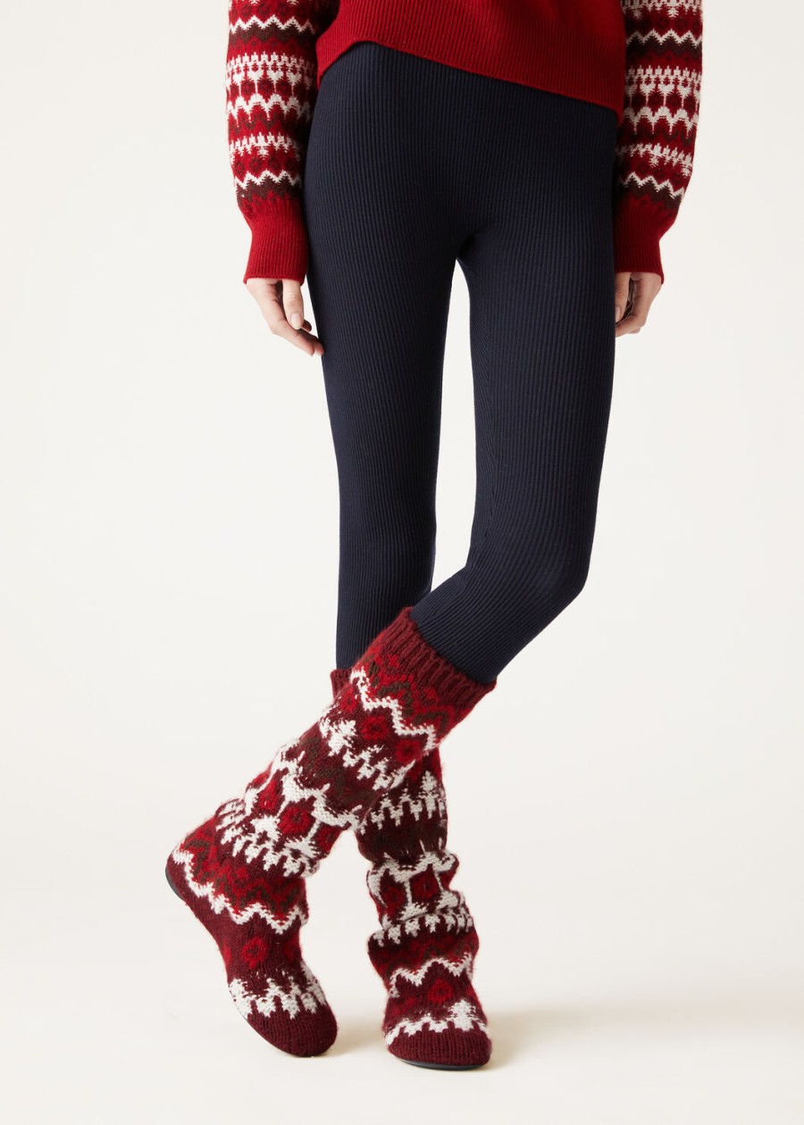 alpe pile sock trunk cashmere bright carminebordeaux melange