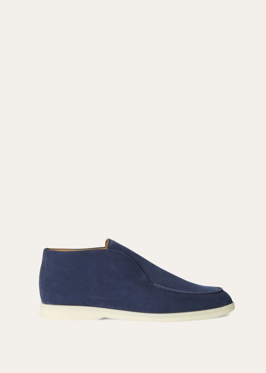 enkellaarsjes met open neus kleur walk suede racing blue