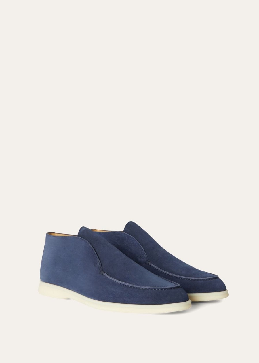 enkellaarsjes met open neus kleur walk suede racing blue