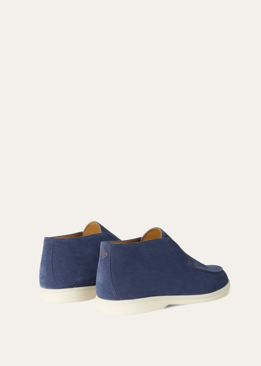 enkellaarsjes met open neus kleur walk suede racing blue