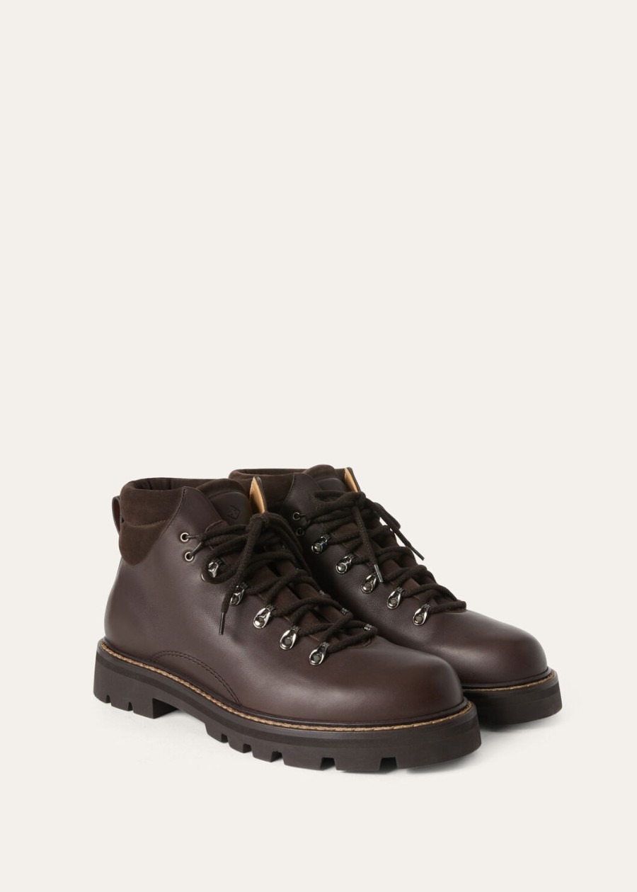 beinn walk enkellaarsjes van kalfsleer chocoladebruin