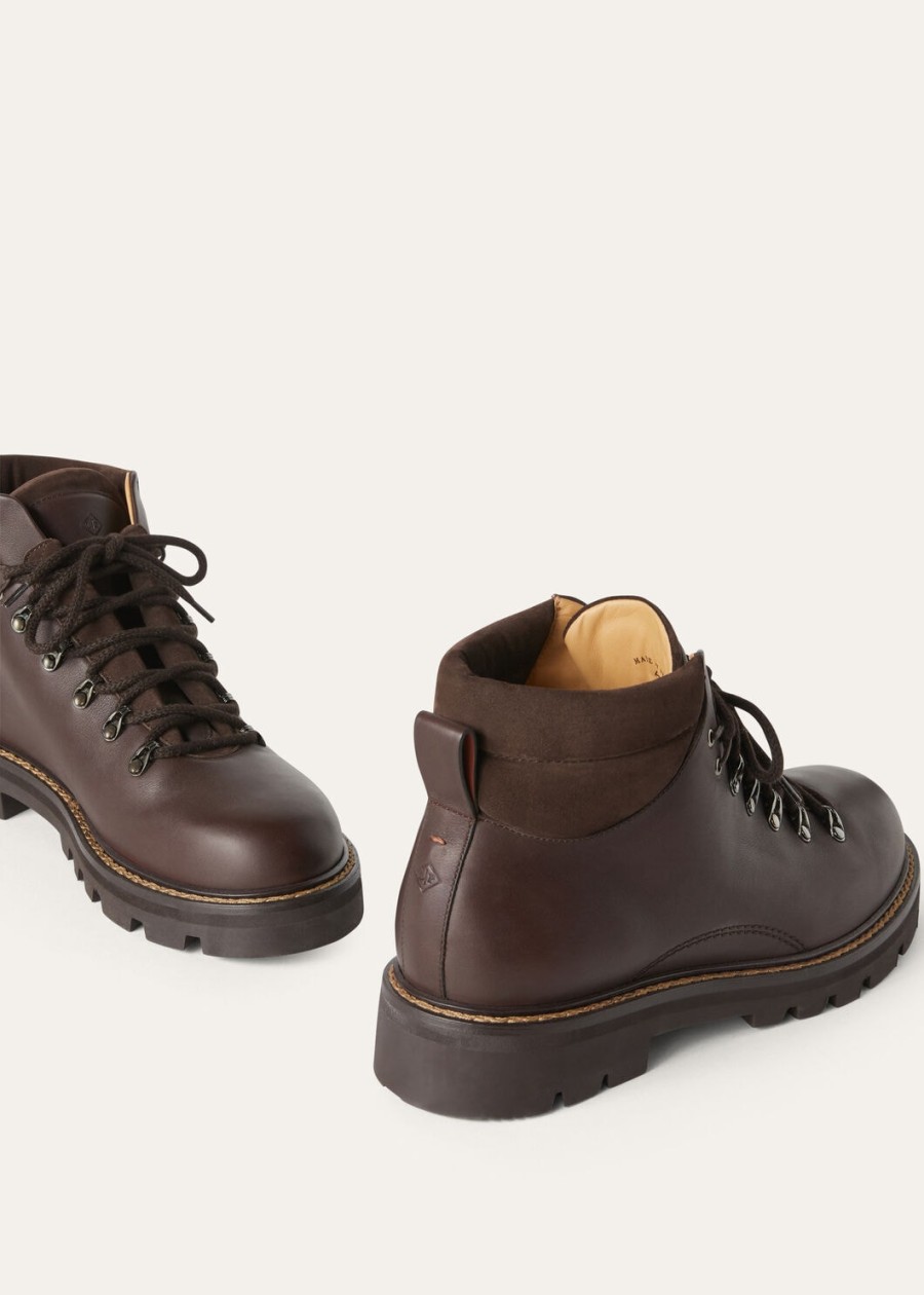 beinn walk enkellaarsjes van kalfsleer chocoladebruin