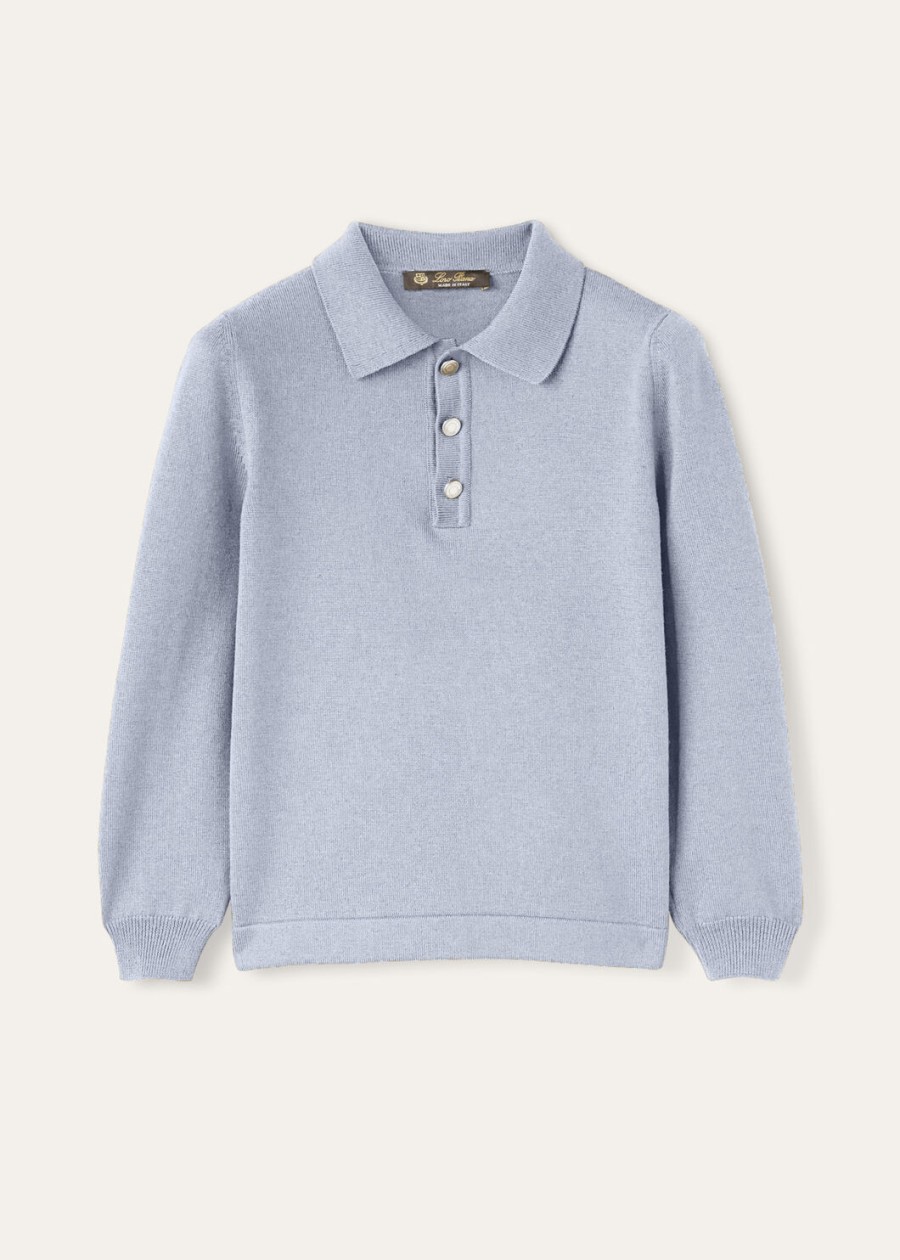 wonderland polo jumper voor kinderen wish wol dauwdruppel blauw