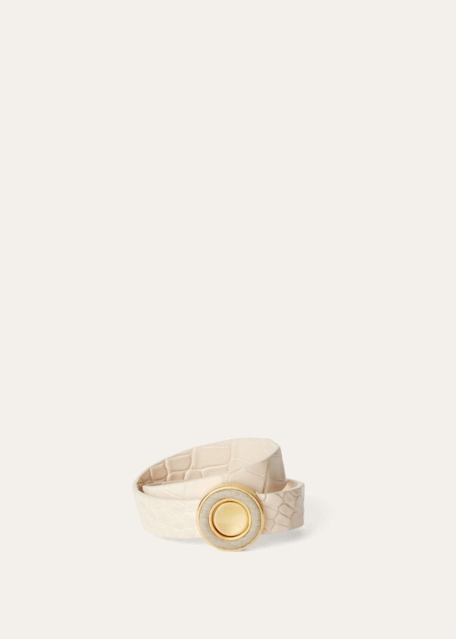 armband van alligatorleer met lotuswortelgroene nijlmotief