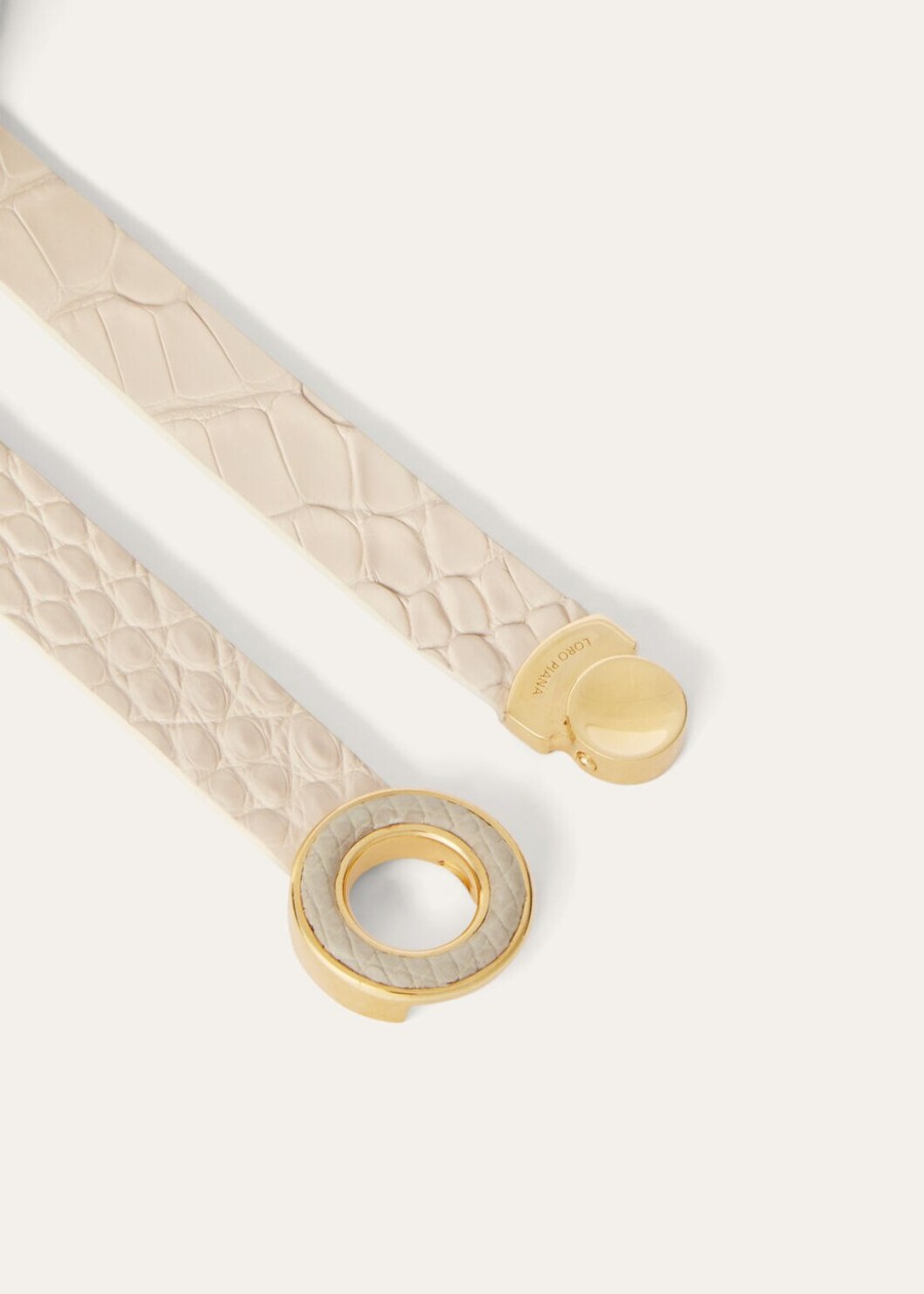armband van alligatorleer met lotuswortelgroene nijlmotief