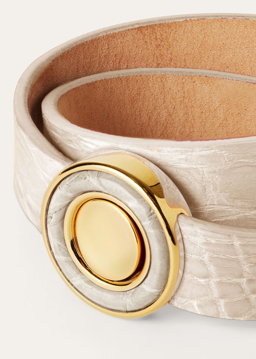 armband van alligatorleer met lotuswortelgroene nijlmotief