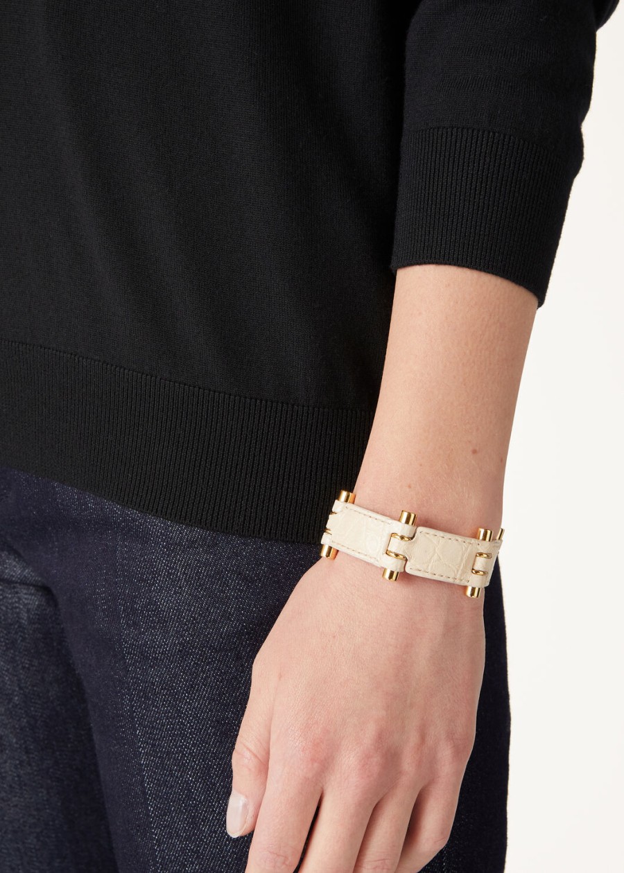 lotuswortel alligator lederen bale armband