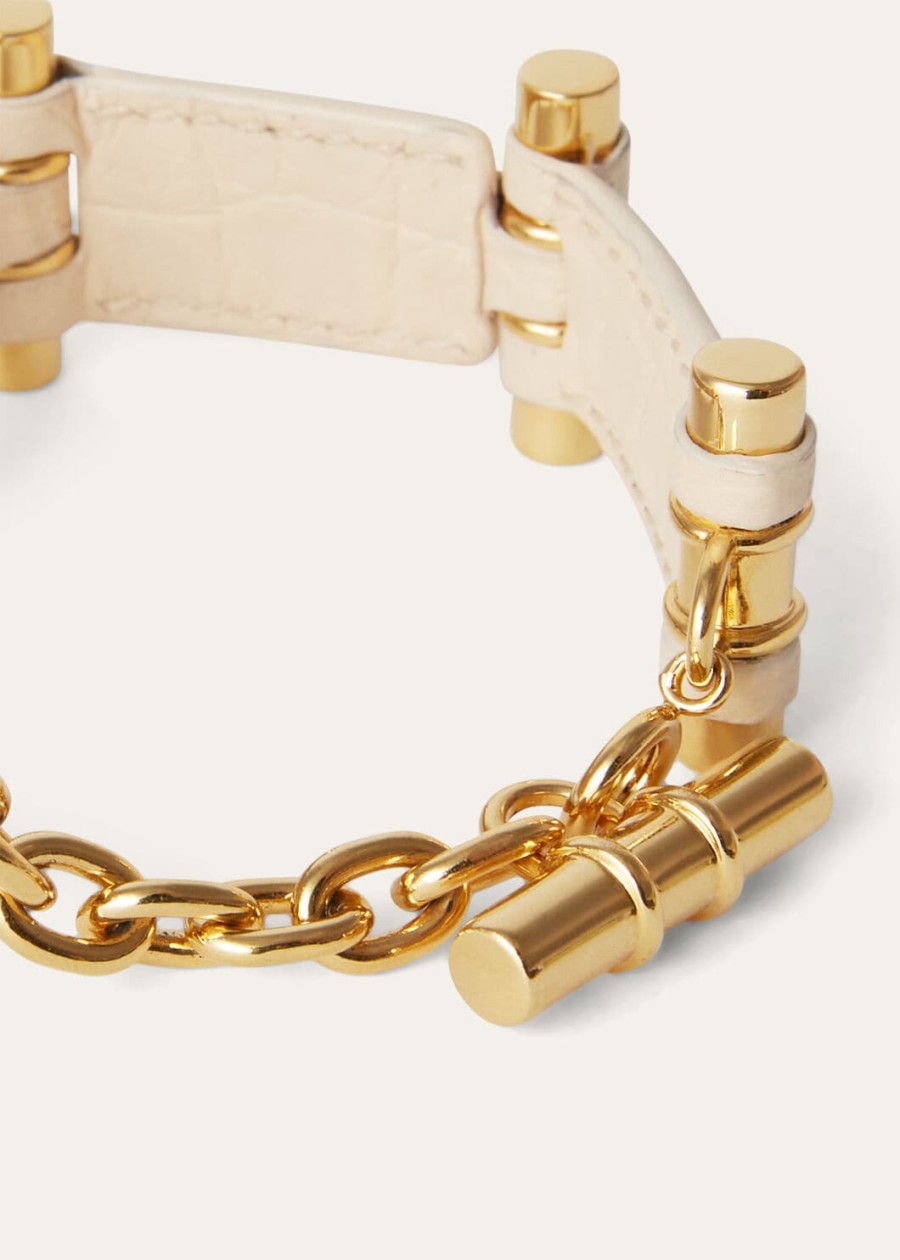 lotuswortel alligator lederen bale armband