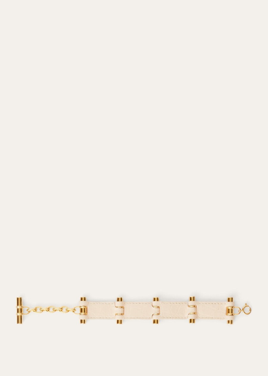 lotuswortel alligator lederen bale armband