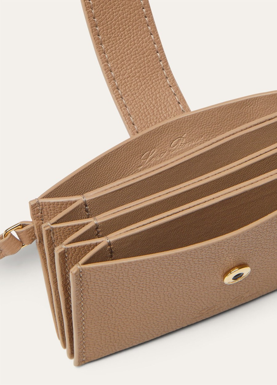 extra kaarthouder van kalfsleer in de kleuren light masticsun gold