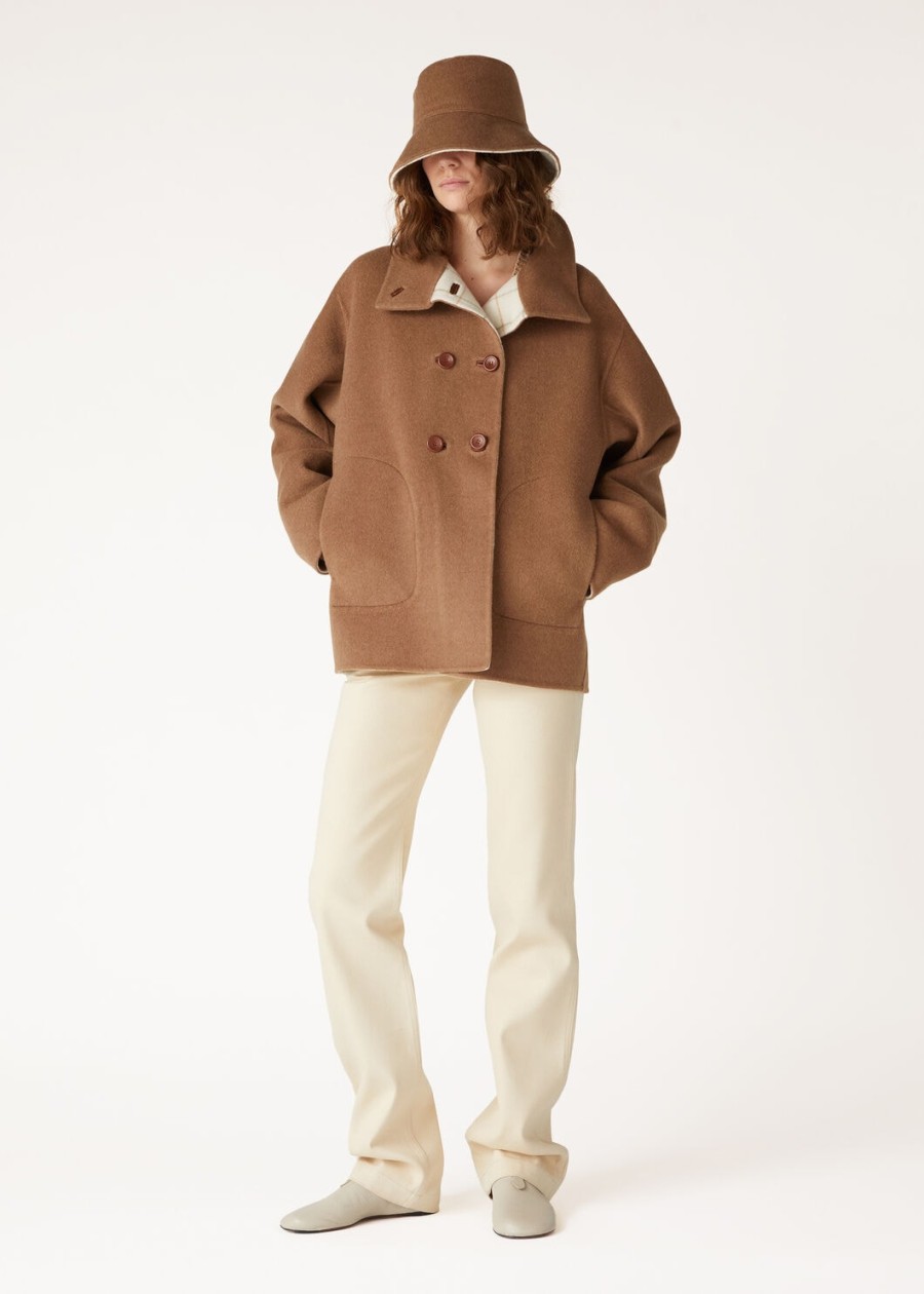 camden peacoat kasjmier karamelbruinriem