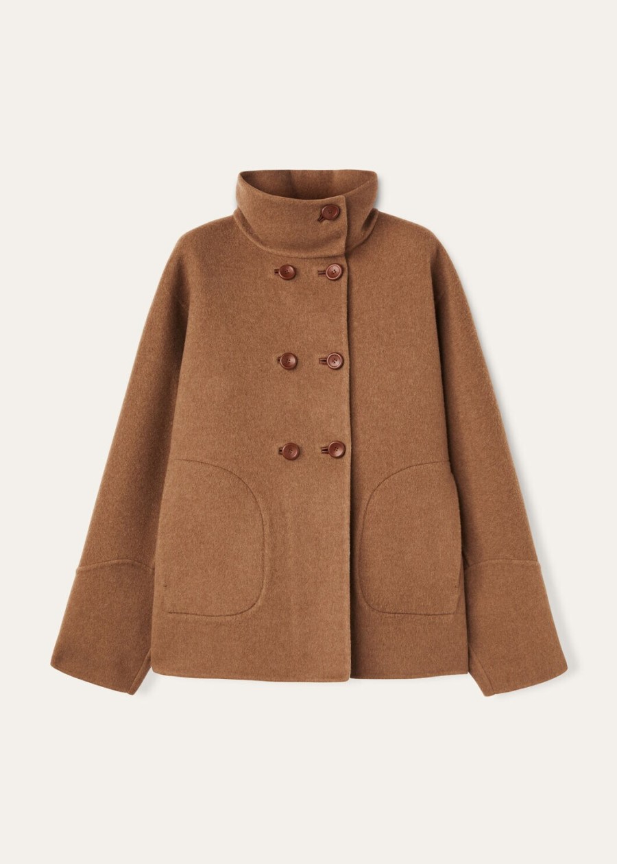 camden peacoat kasjmier karamelbruinriem