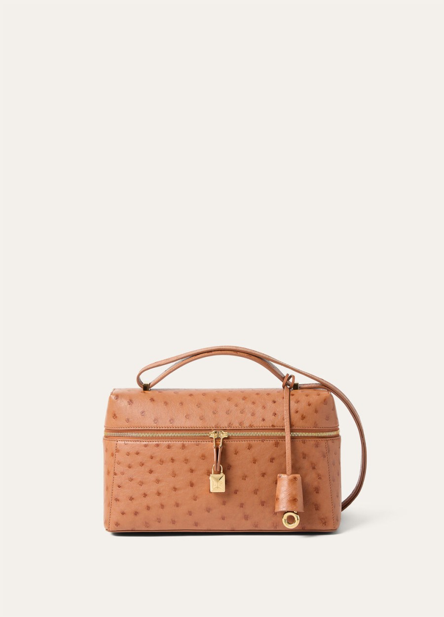 extra tas l27 struisvogelleer cognacsun gold