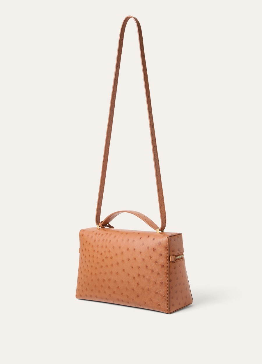 extra tas l27 struisvogelleer cognacsun gold