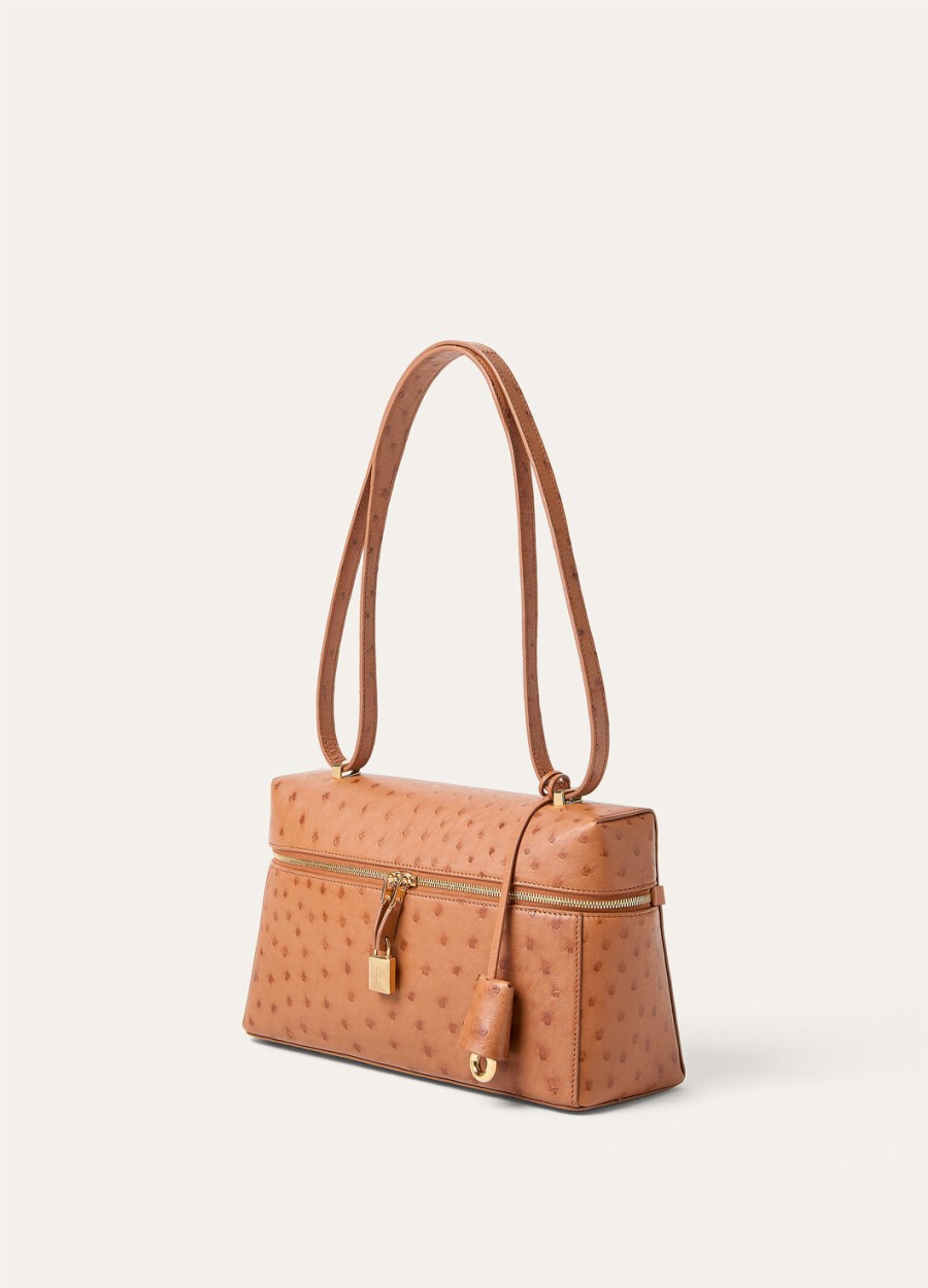 extra tas l27 struisvogelleer cognacsun gold