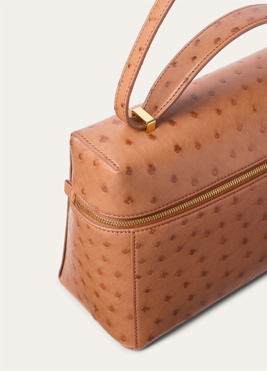 extra tas l27 struisvogelleer cognacsun gold