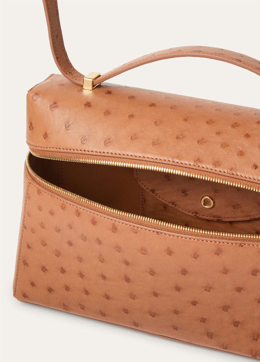 extra tas l27 struisvogelleer cognacsun gold