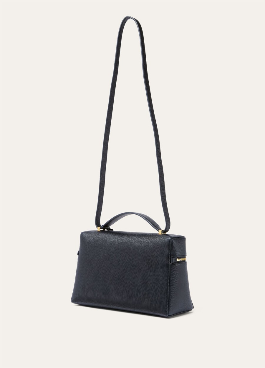 extra tas l27 blauw marinezon goud kalfsleer