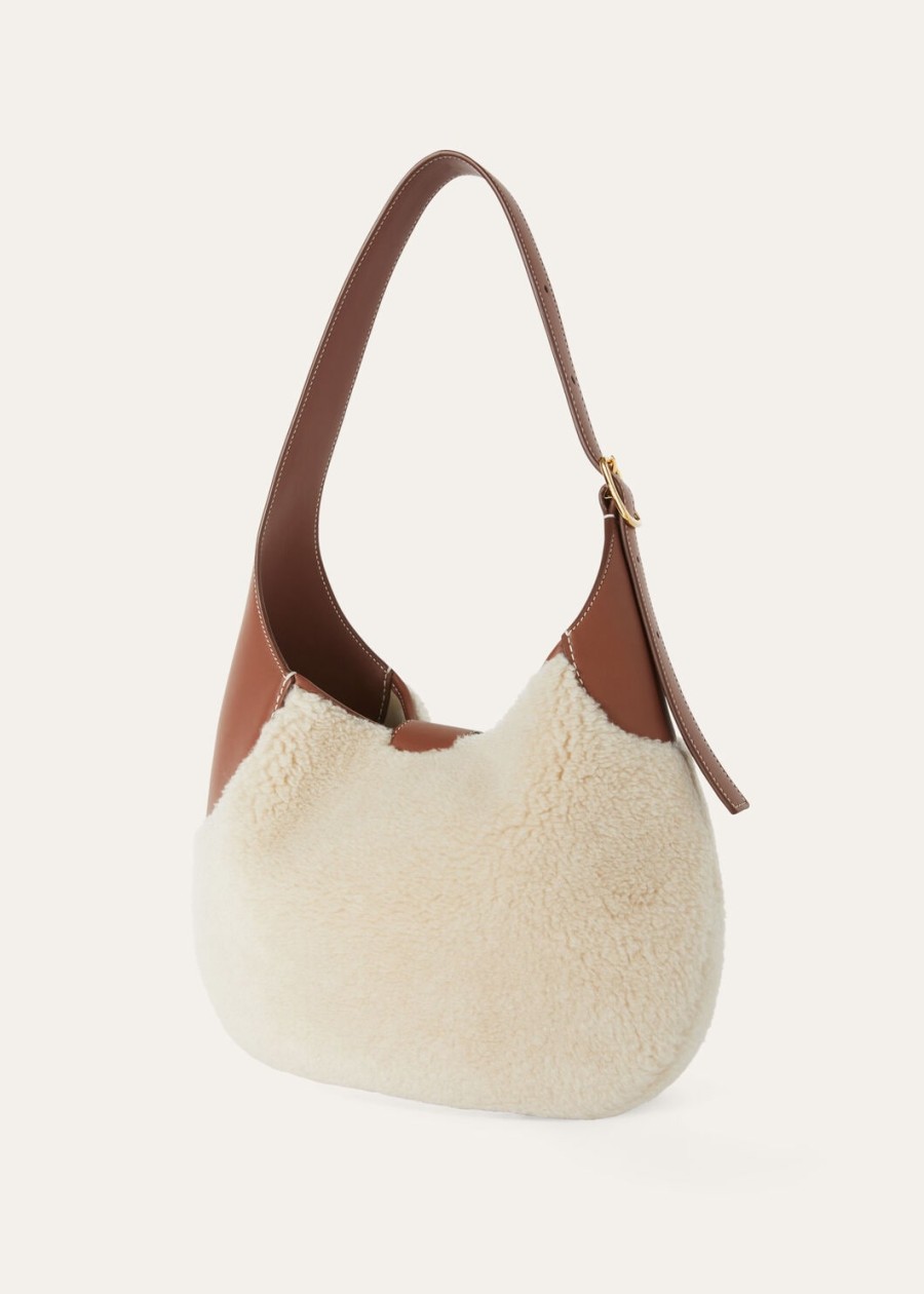 middelgrote tas van zijde en kasjmier in de kleuren old papercaramel sugarsun gold