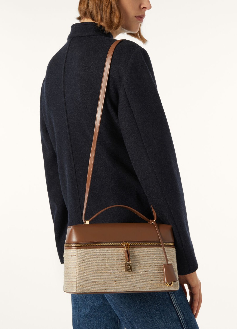 extra tas l27 zijde microfiber kalfsleer in bruinmolezon goud