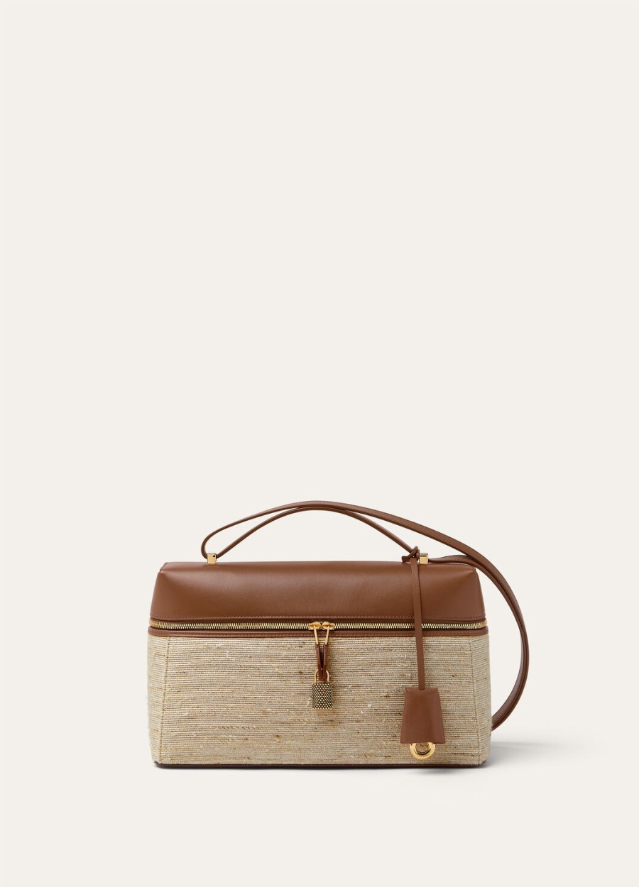 extra tas l27 zijde microfiber kalfsleer in bruinmolezon goud